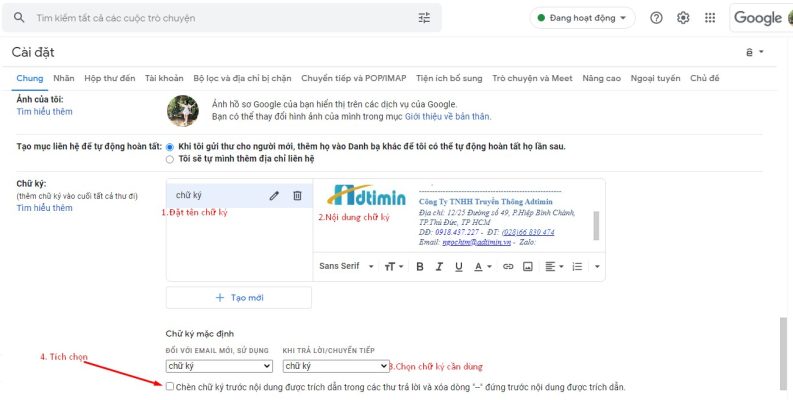 Tạo chữ ký Gmail chuyên nghiệp