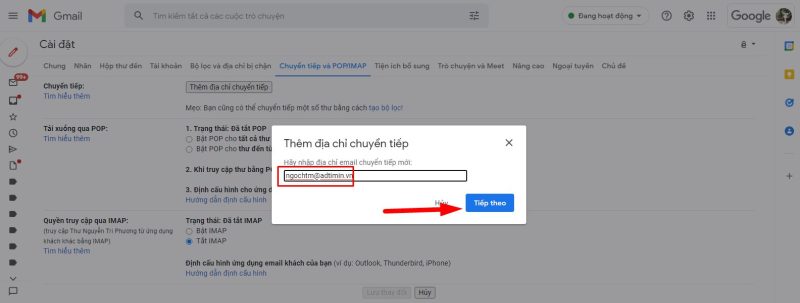 Hướng dẫn chuyển tiếp email