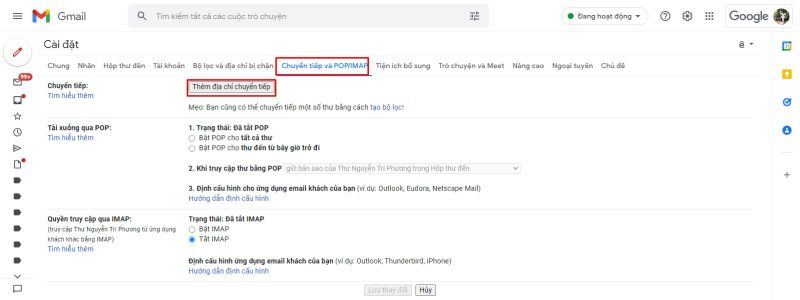 Hướng dẫn Forward mail