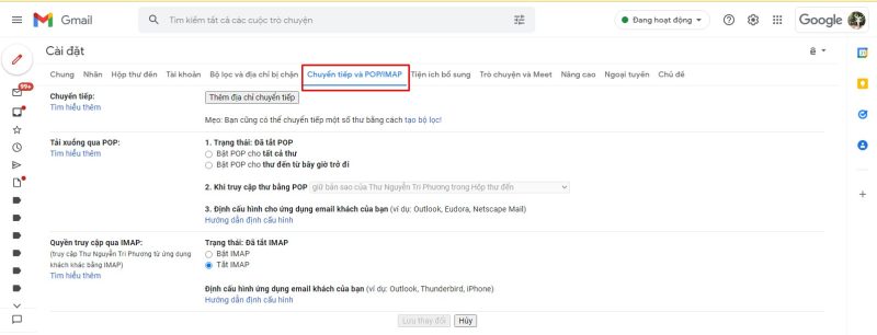 Chuyển tiếp và POP/IMAP