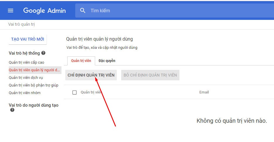 Thêm tài khoản quản trị